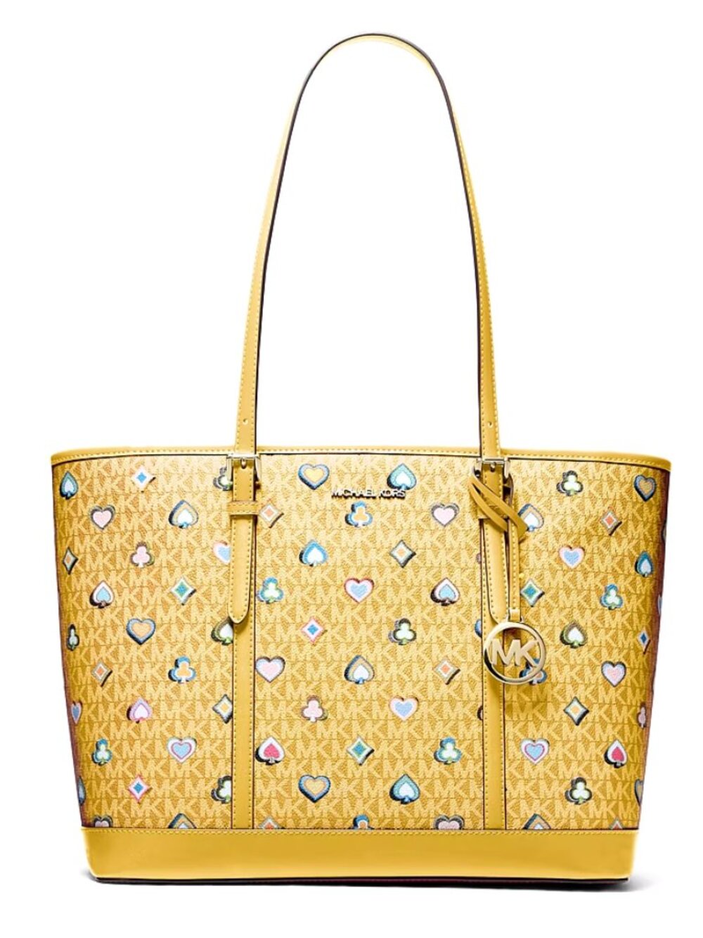 New Michael Kors Jet Set Travel Large Signature Logo Tote Honey